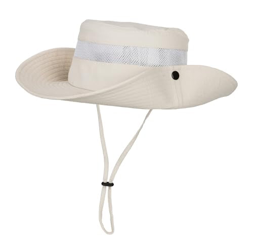 Kids Sun Hat with UV Protection Beach Bucket hat Safari Boonie Cap - color: Beige # Ab