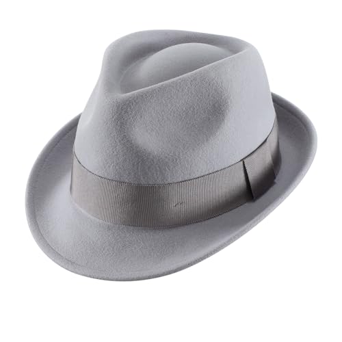 Home Prefer Men's Wool Felt Winter Hat Short Brim Fedora Hat - color: Dove Grey, size: 7 1/8