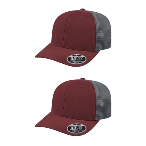 Cap America i8502 Flexfit 110 6-Panel Trucker Cap w/Adjustable Snapback - color: Maroon/Graphite