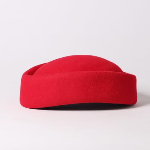 Small Top Hats for Women Elegant Millinery Beret Wool Felt Fedoras Ladies Wedding Bride Church 2024 Winter Hat - color: Red