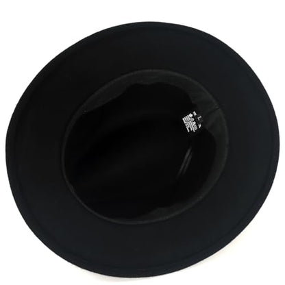 Men's Wool Fedora Hats Women Felt Bowler Derby Hat with Feather - color: Bow-black, size: Large