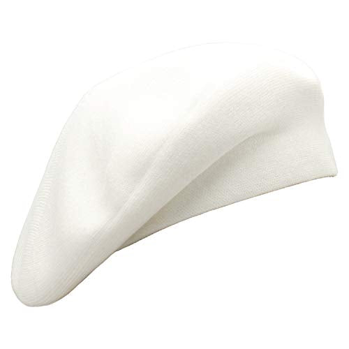 Wheebo Reversible Solid Color French Beret Hat for Women and Girls - color: White
