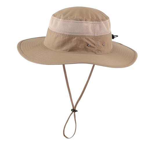 Home Prefer UPF 50+ Men's Sun Hat Wide Brim Bucket Hat UV Protection Hat for Mens Womens Beach Safari Gardening Golf Fishing - color: Dark Khaki