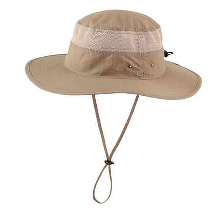 Home Prefer UPF 50+ Men's Sun Hat Wide Brim Bucket Hat UV Protection Hat for Mens Womens Beach Safari Gardening Golf Fishing - color: Dark Khaki