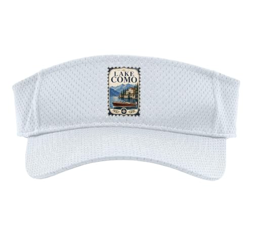 Vintage Lake Como Stamp Lakecore Italian Summer Sport Sun Visor - color: White