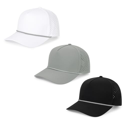 HH HOFNEN Quick Dry Baseball Cap Snapback Golf Trucker Hat for Men Women - color: #3 Black+gray+white