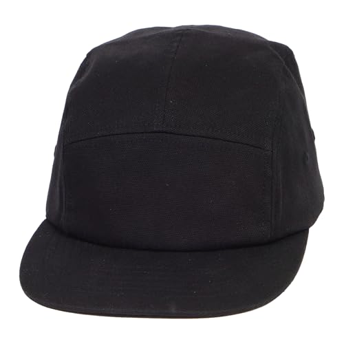 TOP HEADWEAR 5 Panel Hat for Men - Classic Canvas Camper Cap - color: Black