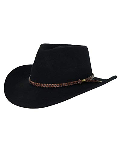 Outback Trading Company Men's 1153 Forbes Water-Repellent UV-Protective Australian Wool Western Cowboy Hat - color: Black, size: Large