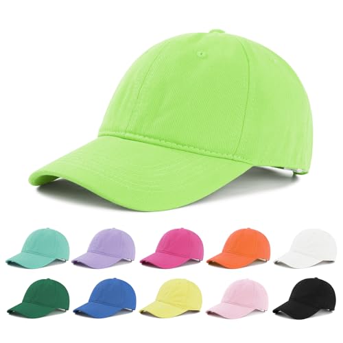 American Trends Women's Cotton Baseball Cap Soft Unstructured Plain Dad Hat - color: Neon Green