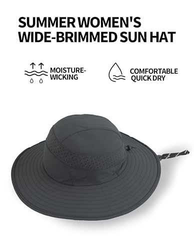 UPF50+ Bucket Hat, Wide Brim Sun Cap - color: Dark Grey