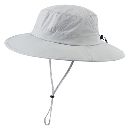 Home Prefer UPF 50+ Sun Hats for Men Women Foldable Wide Brim Fishing Hat Quick Dry Summer Outdoor Garden Safari Bucket Hat - color: Light Grey