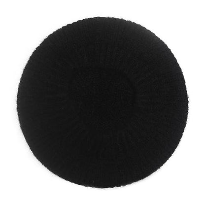 ZLYC Women French Beret Hat Winter Knitted Stretchable Beret Artist Cap - color: Plain Black