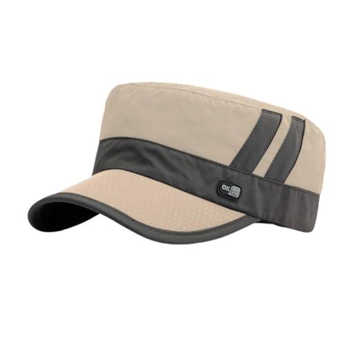 FASHIXD Mesh Military Hat for Men Summer Army Cap Quick Qry Short Bill Hat Cadet Caps - color: Khaki
