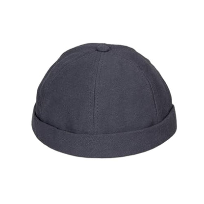 Cotton Docker Cap, Unisex Brimless Cap, Men Skull Cap, Brimless Beanie Hat, Men Women Cuffed Hat. - color: Dark Gray