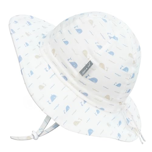 JAN & JUL Adjustable Cotton Floppy Sun Hat with 50+ UPF Protection for Boys - color: Whale Tales, size: 0-6 Months