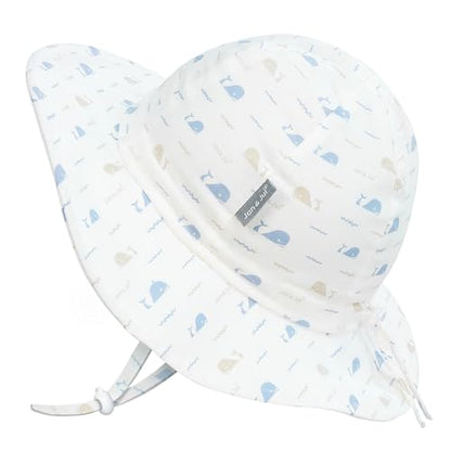 JAN & JUL Adjustable Cotton Floppy Sun Hat with 50+ UPF Protection for Boys - color: Whale Tales, size: 0-6 Months