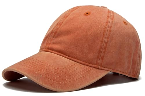 Edoneery Baseball Cap for Men and Women, Low Profile Washed Cotton Dad Hat - color: Orange