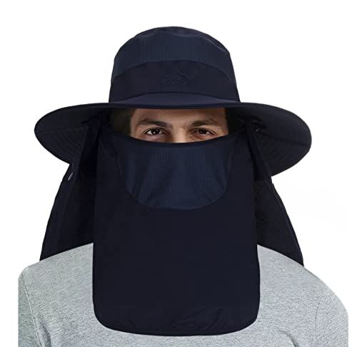Fishing Hat for Men, Outdoor 3 in 1 Sun Hat Summer Safari Boonie Cap - color: Navy