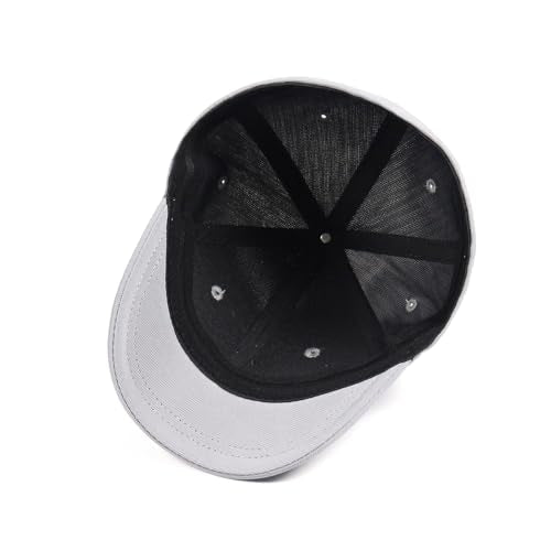 Short Brim Stretch Fitted Baseball Caps Men's Solid Structured Full Closed Cap Curved Brim Elastic Closed Back Hat K272 - color: Grey