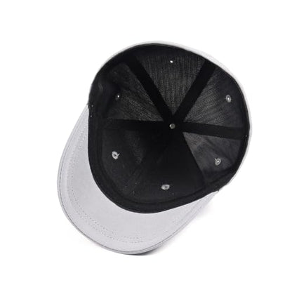 Short Brim Stretch Fitted Baseball Caps Men's Solid Structured Full Closed Cap Curved Brim Elastic Closed Back Hat K272 - color: Grey