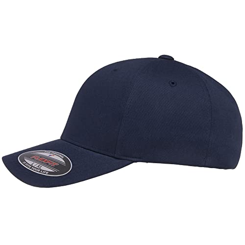 Flexfit 5001 Standard Cotton Twill 6-Panel Fitted Baseball Cap - color: Navy, size: Small-Medium