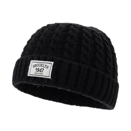 Soft Winter Knitted Hat Skull Cap Sailor Caps Cuff Beanie Cold Weather Brimless Knit Hats Warm Ski Hat Landlord Hats - color: Mg-zzm25101-black
