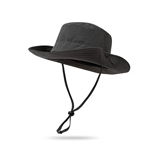 CLAPE Wide Brim Sun Hat for Men Women Lightweight Breathable Fishing Hat UPF50+ Foldable Bucket Hat for Fishing Hiking Beach - color: Xt05-gray
