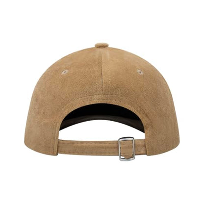 TOPTIE Suede Baseball Cap Hat, Adjustable 6 Panel Structured - color: Beige