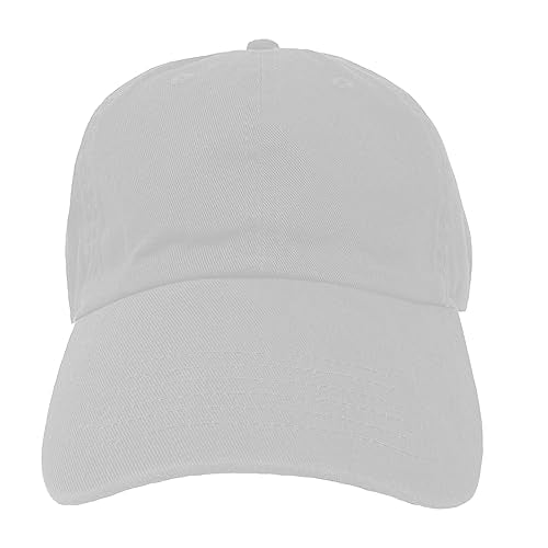 Glory Max 100% Cotton Baseball Cap Classic Plain Low Profile Golf Dad Hat Buckle Adjustable - color: White