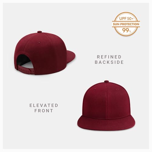 CHOK.LIDS Classic Snapback Flat Bill Hat Blank Adjustable Baseball Cap - color: Burgundy