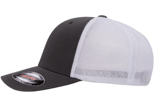 Mrlahat 6511 Flexfit Trucker Mesh One Size Fitted Cap 6 Panels with Black Bandana - color: Charcoal/White