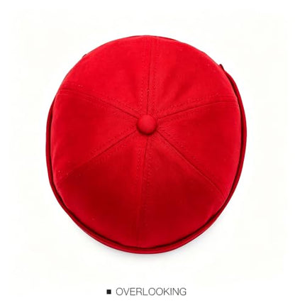 Gogobear Mens Brimless Docker Beanie Adjustable Rolled Cuff Sailor Cap - color: Red