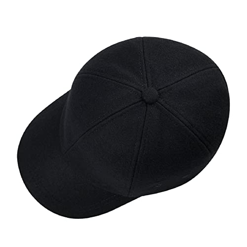 BOTVELA Men Wool Adjustable Tweed Baseball Cap - color: Black