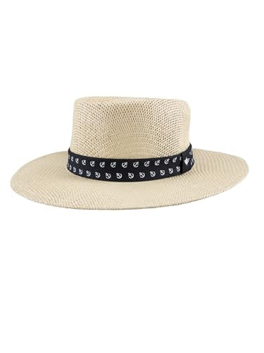Dockers Men's Straw Fedora and Panama Hat - color: Tan/Navy, size: Large-X-Large