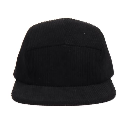 5 Panel Camper Hat | Multi-Color Unique Designs | Caps for Men & Women | Large or X-Large - color: Black Corduroy, size: 7 1/4-7 3/8