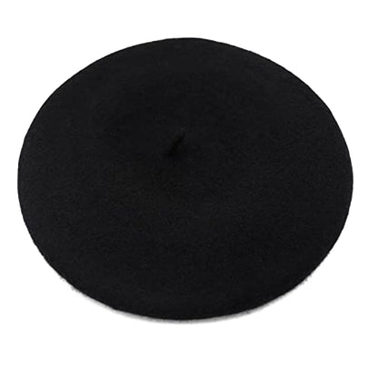 Wheebo Berets for Kids Wool French Beret Hats Artist Painter Hats for Little Girls Boys Solid Color Style - color: Black
