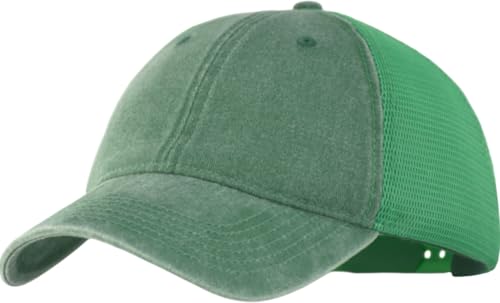 Comfy Soft Vintage Washed Trucker Baseball Cap - Women Men Unstructured Dad Hat | Snapback | Soft Crown | Soft Mesh - color: Green, size: One Size