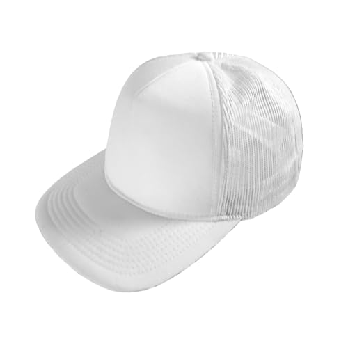 Trucker Hat for Men & Women, Mesh Back Baseball Cap, Adjustable Snapback, Breathable Lightweight Black Cap - color: White (Pack of 1)