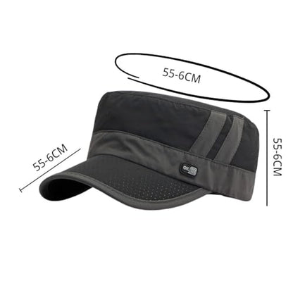 FASHIXD Mesh Military Hat for Men Summer Army Cap Quick Qry Short Bill Hat Cadet Caps - color: Black