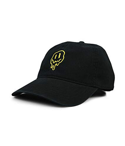 Riot Society Mens Embroidered Adjustable Dad Hat - color: Happy Face Drip (Black)