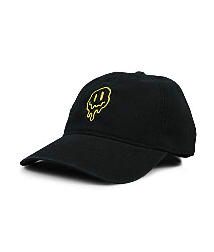 Riot Society Mens Embroidered Adjustable Dad Hat - color: Happy Face Drip (Black)