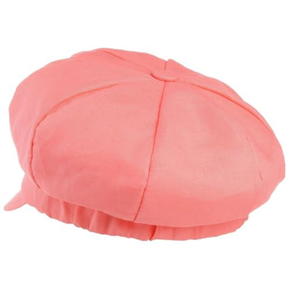 Lipodo Classic Baker Boy Cap Made in Italy Linen Cotton Ladies Elastic Band Spring Summer - color: Coral