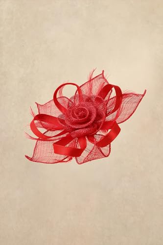 BABEYOND Fascinator Hats for Women Linen Flower Feather Tea Party Derby Hat - color: Red