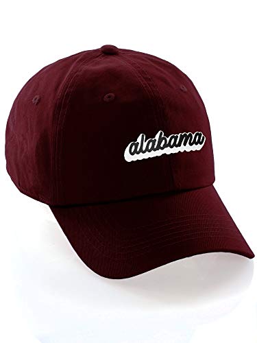 Classic Unstructured USA Cities Baseball Dad Hat 3D Raised PVC Letters Cap - color: Alabama Burgundy - White Black