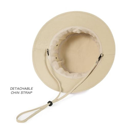 BOTVELA Men Cotton Foldable Flat Top Bucket Sun Hat - color: Khaki, size: 7 5/8-7 3/4