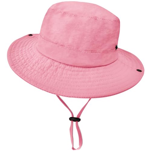 ZOORON Kids Sun Hat UPF 50+ Quick Dry Bucket Safari Hat for Girls and Boys - color: Pink