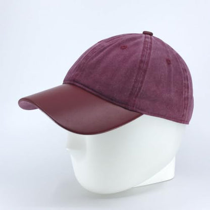 Heavy Washed Coated Canvas Wax-Look Adjustable Low Profile Men Women Baseball Cap - color: Canvas Red/Red