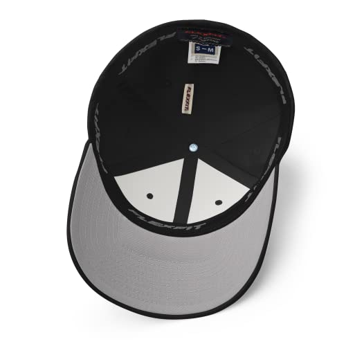 FX XRP Fitted Hat Embroidered Curved Bill Mid Crown Closed-Back Structured Twill Cap - color: Black, size: Small-Medium