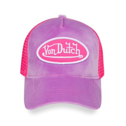 Von Dutch Unisex Velvet Trucker Hat, Curved Bill, Mesh Back, Snapback - color: Lilac Ice