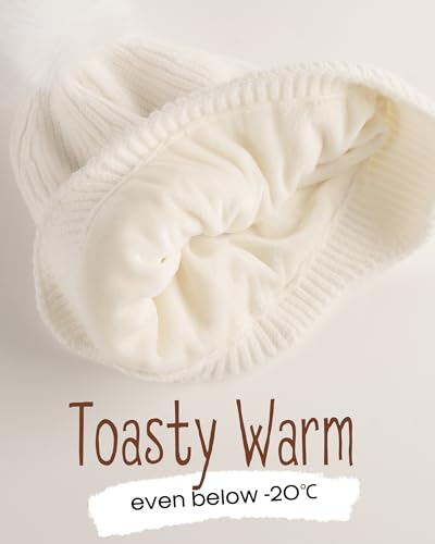 FURTALK Baby Toddler Winter Hat Fleece Lined Beanie Earflaps Outdoor - color: White+light Khaki, size: 2-6 Years